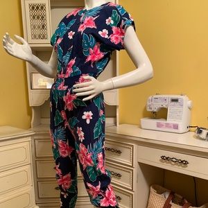 Vintage Dress Express TM hibiscus jumpsuit.
